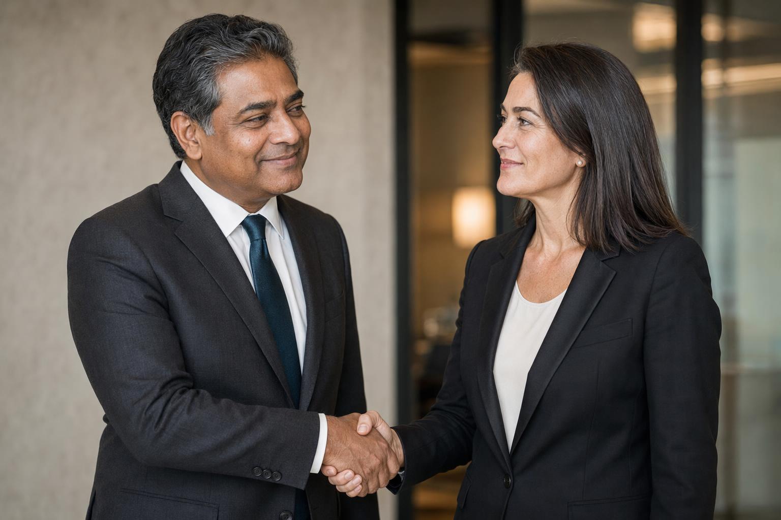 An IntiLex attorney welcoming a client